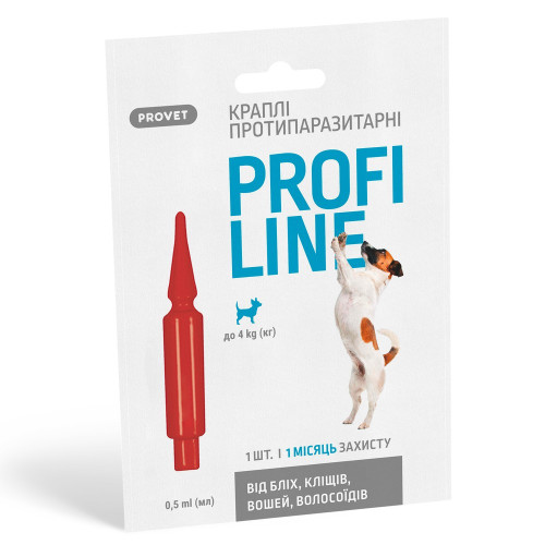 Краплі Provet PROFILINE для собак до 4 кг інсектоакарицид 1 піпетка по 0,5 мл