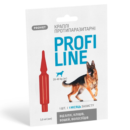 Капли PROVET Profiline для собак 20-40 кг инсектоакарицид 1 пипетка 3,0 мл