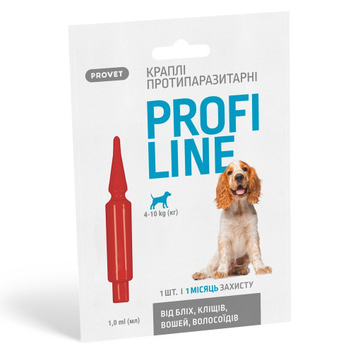 Капли PROVET Profiline для собак 4-10 кг инсектоакарицид 1 пипетка 1,0 мл