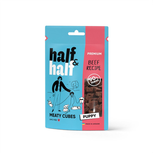 Лакомства HalfHalf мясные кубики для щенков, с говядиной 100 г