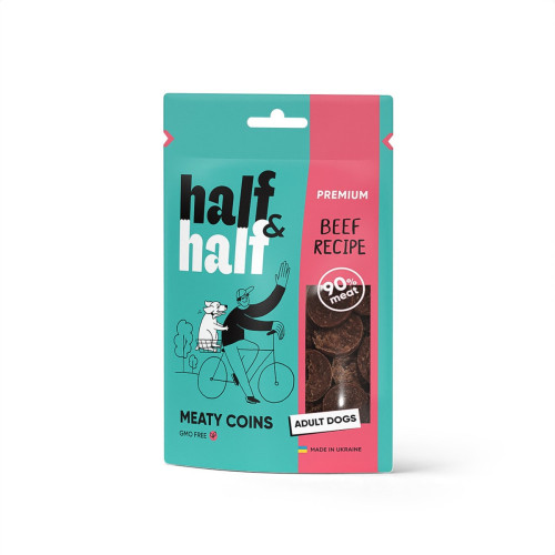 Лакомства HalfHalf мясные монетки для собак, с говядиной 100 г