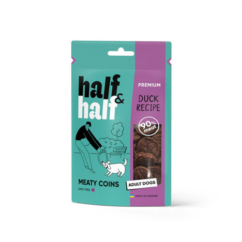 Лакомства HalfHalf мясные монетки для собак, с уткой 100 г