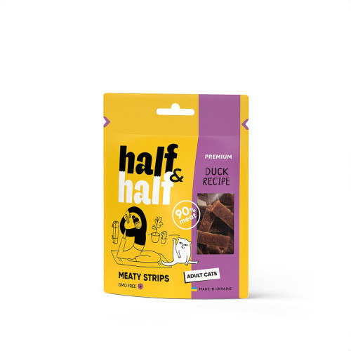 Лакомства HalfHalf мясные полосочки для котов, с уткой 50 г