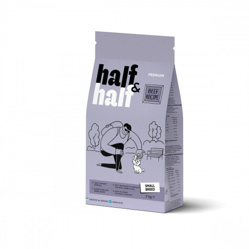 Корм сухий HalfHalf для дорослих собак маленьких порід із яловичиною 2 кг
