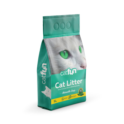 Наполнитель Catfun для кошачьих бентонитовых туалетов с ароматом марсельского мыла 5 л