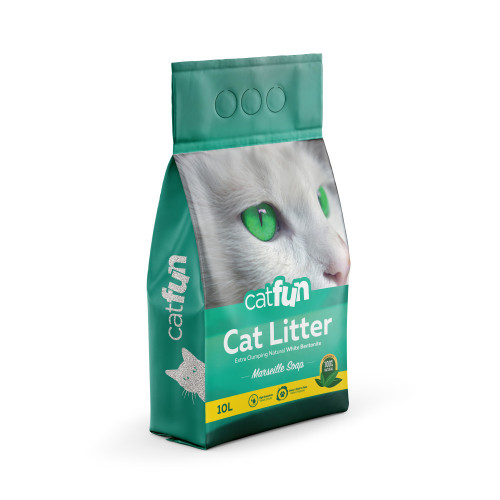 Наполнитель Catfun для кошачьих бентонитовых туалетов с ароматом марсельского мыла 10 л