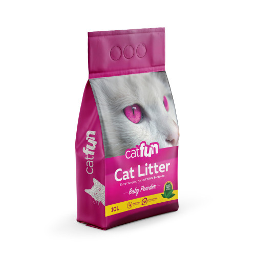 Наполнитель Catfun для кошачьих туалетов бентонитовый с ароматом детской присыпки 10 л