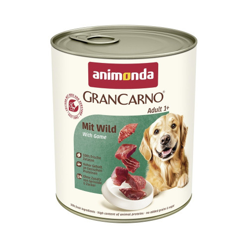 Корм влажный Animonda GranCarno Adult with Game для взрослых собак с дичью консервированный 800 г