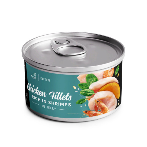Корм вологий Savory Chicken Fillets rich in Shrimps in Jelly for Kittens філе курки з креветками в желе для кошенят,...