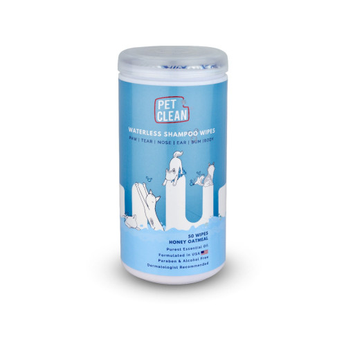Серветки вологі Pet Clean PET WATERLESS SHAMPOO WIPES для домашніх тварин швидке очищення складок з медово-вівсяним...