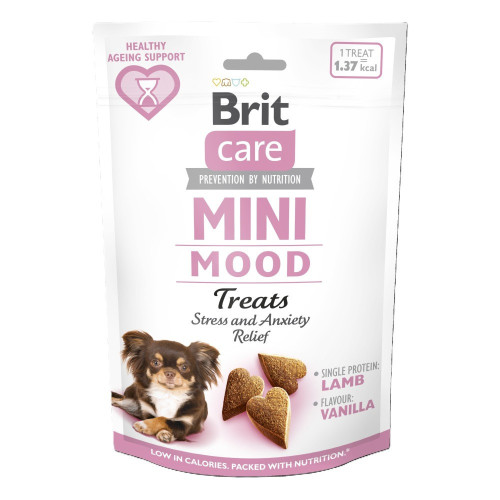 Лакомство Brit Care Mini Treats Mood для собак малых пород против стресса ягненка вкус ваниль 50 г