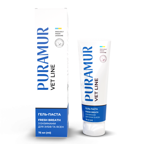 Гель-паста PURAMUR Fresh Breath для собак та котів з ензимами для догляду за зубами та яснами 75 мл