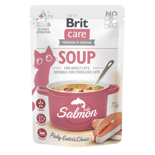 Корм влажный Brit Care Soup Salmon д/котов суп с лососем 75 г