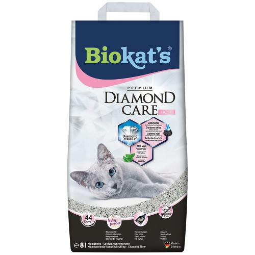 Наполнитель Biokats для кошачьего туалета Diamond Fresh бентонитовый 8 л