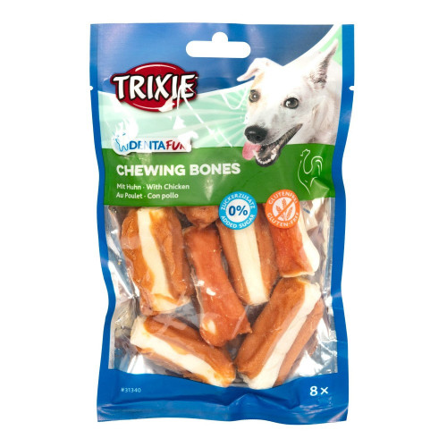 Лакомство Trixie Denta Fun для собак Косточка для чистки зубов с курицей 5 см 120 г 8 шт