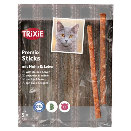 Лакомства Trixie Premio Sticks Quintett with Poultry/Liver для кошек палочки с домашней птицей и печенью 5 г 5 шт
