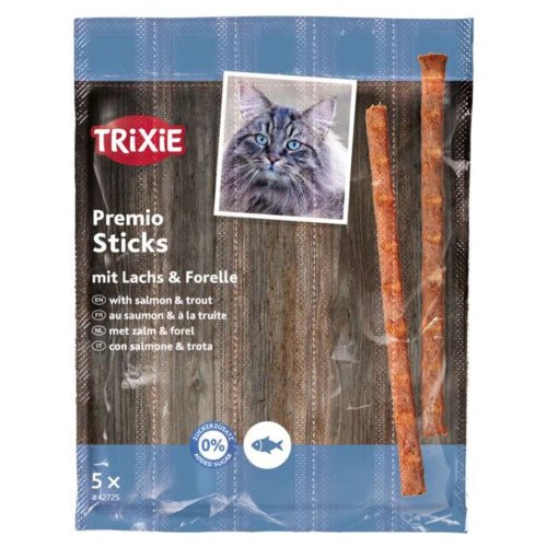 Лакомства Trixie Premio Sticks Quintett with Salmon/Trout для кошек палочки с лососем и форелью 5 г 5 шт