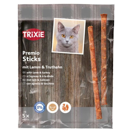 Лакомства Trixie Premio Sticks Quintett with Lamb/Turkey для кошек палочки с ягненком и индейкой 5 г 5 шт