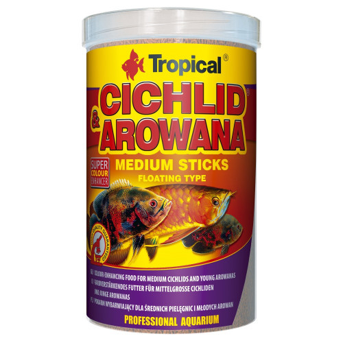 Корм Tropical Cichlid Arowana Medium Sticks для мясоядных цихлид палочки 360 г