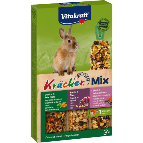 Лакомство Vitakraft Kracker Original Trio-Mix крекер для декоративных грызунов и кроликов с овощами и орехами и...