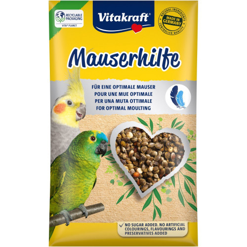 Витаминизированная добавка Vitakraft Mauserhilfe для больших и средних папугаев під час линьки в виде зерен 25 г