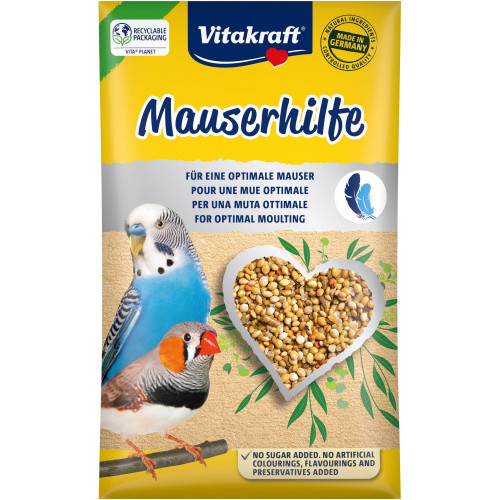 Витаминизированная добавка Vitakraft Mauserhilfe для волнистых и экзотических папугаев во время линьки в виде зерен 25 г