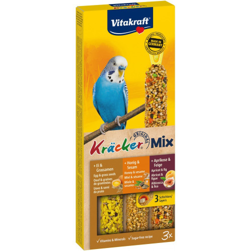 Лакомство Vitakraft Kracker Original Trio-Mix крекер для декоративных попугаев с медом и фруктами и яйцом 3 шт/уп