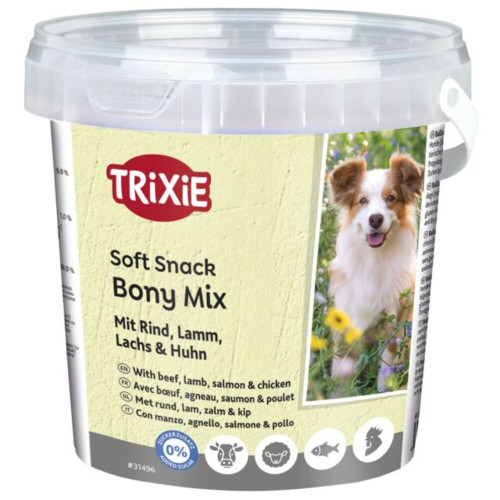Лакомства Trixie Soft Snack Bony Mix для собак с говядиной, ягненком, лососем и курицей 500 г