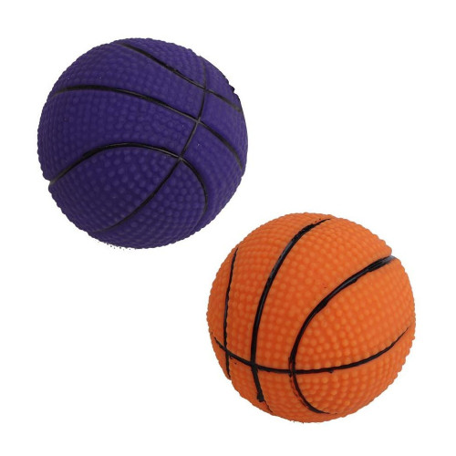 Игрушка Eastland для собак Мяч баскетбольный с пищалкой виниловый оранжевый/фиолетовый 7 см