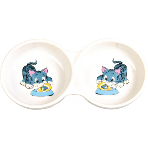 Миска Trixie для кошек двойная керамическая 2/150 мл d-11 см