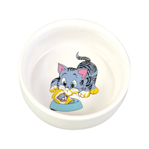 Миска Trixie для кошек с котиком керамическая 11 см 300 мл