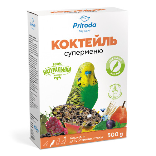 Корм Природа Коктейль Суперменю для волнистых попугаев 500 г