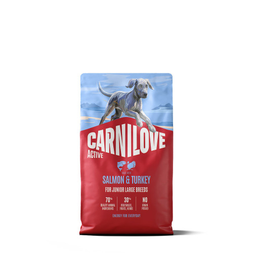 Корм сухий Carnilove Active Salmon & Turkey Junior Large Breed для молодих собак великих порід лосось та індичка 4 кг
