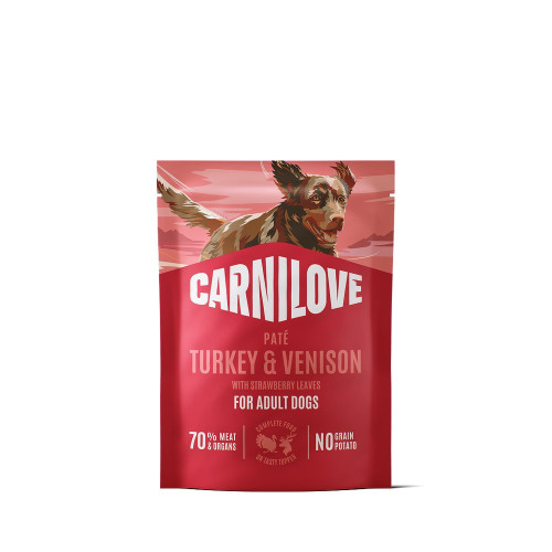 Корм вологий Carnilove Turkey & Venison with Stawberry Leaves для собак паштет індичка та оленина з листям полуниці...