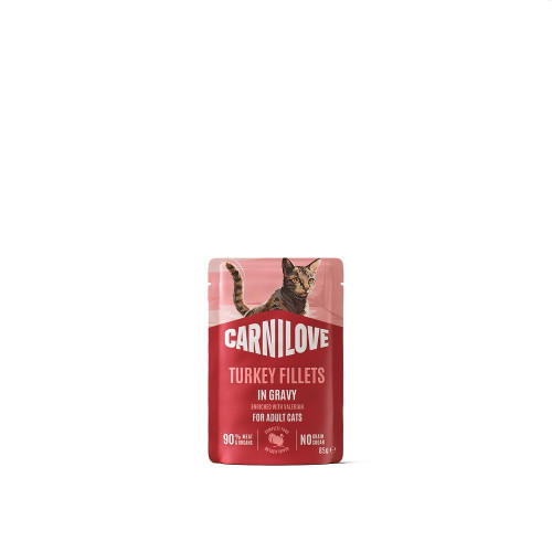 Корм вологий Carnilove Gravy Turkey with Valerian для котів індичка і валеріана в соусі 85 г