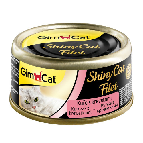 Корм влажный GimCat Shiny Cat Filet для котов с курицей и креветкой 70г