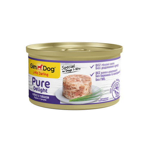 Корм влажный GimDog Pure Delight для собак миниатюрных пород с курицей и тунцом 85 г