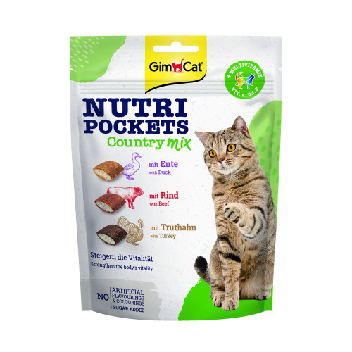 Лакомства витаминные GimCat Nutri Pockets Кантри микс для котов с уткой говядиной и индейкой 150 г
