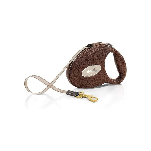 Повідець-рулетка Flexi для собак Leather стрічка темно-коричнева розмір М 5 м/25 кг