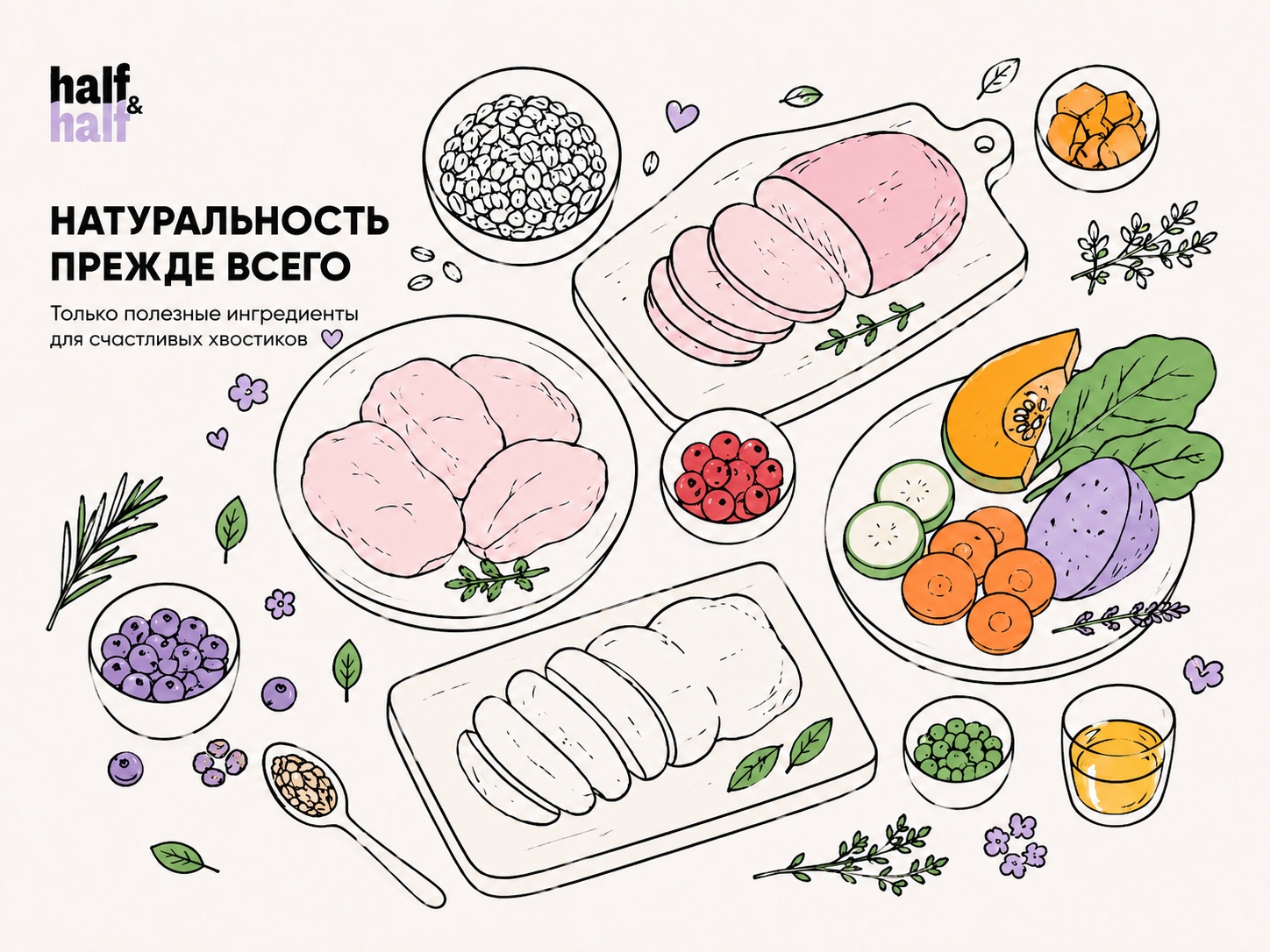 Только натуральные компоненты Натуральные ингредиенты Half&Half